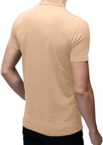 Hrbtens Erkek Kısa Kollu Temel Üstleri Rahat Rahat Katı Slim Fit Streç Tee Gömlek Balıkçı Yaka Kazak T-Shirt Fanila