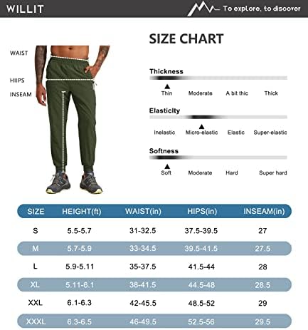 Willit erkek Hafif Koşu Joggers Fermuarlı Cepler ile Hızlı Kuru yürüyüş pantolonu Egzersiz Atletik Açık Pantolon