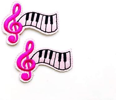 2 Küçük Set. Mini Sevimli Pembe Notlar G Nota Anahtarı Müzik Notası Dikmek Demir on İşlemeli Aplike Rozeti İşareti