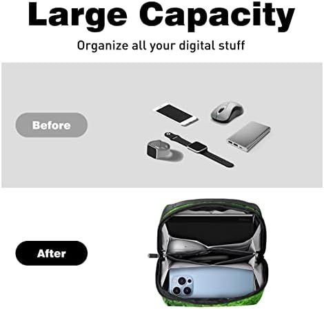 Taşıma Çantası Seyahat Kılıfı Çanta USB Kablosu Organizatör Cep Aksesuar Fermuar Cüzdan, Yeşil Tavuskuşu Hayvan