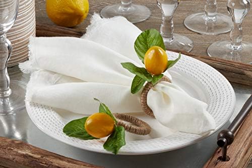 Fennco Stilleri Asma Tasarımlı Dekoratif Limon Peçete Halkaları, Ev, Yemek Masası, Tatil Dekoru ve Özel Günler için