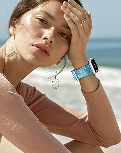 LETOİD Apple Watch Kadın Bandı ve Kılıf Seti Sadece iWatch 41mm Yüz ile Uyumlu, Bling Elmas Taklidi Kapaklı 3 Paket