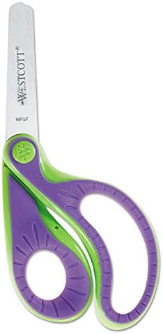 Westcott 16670 Ergo Jr. Kids'scissors, Kör Uçlu, 5 inç Uzunluğunda, 1 1/2 inç Kesik, Sağ El, Çeşitli