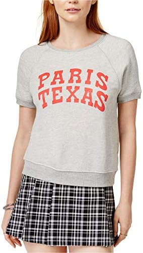 ban.do Bayan Paris Texas Grafik Kısa Kollu Logo Sweatshirt Gri XXL