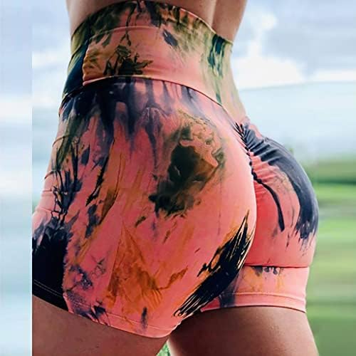 Egzersiz Biker Şort kadın Batik Ezme egzersiz şortu Dikişsiz Moda Yüksek Belli Yoga Kısa Zayıflama spor salonu pantolonu