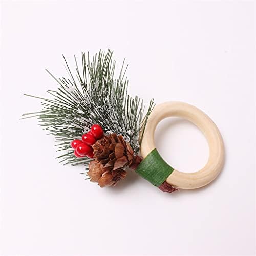 LLLY Peçete Halkası 10 Adet Noel Masa Süslemeleri DIY suni çam kozalağı Bells Sedir Peçete Toka Düğün Süslemeleri