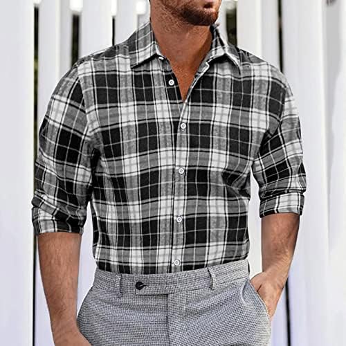 XXBR Erkek Ekose Elbise Gömlek Uzun Kollu Slim Fit Retro Kontrol Düğme Aşağı Gömlek Yakalı Iş Rahat Resmi Gömlek
