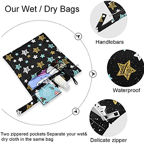 şeritli Visesunny Yıldız Fermuarlı Cepli 2 Adet ıslak çanta Yıkanabilir Kullanımlık Seyahat için Geniş Bebek Bezi