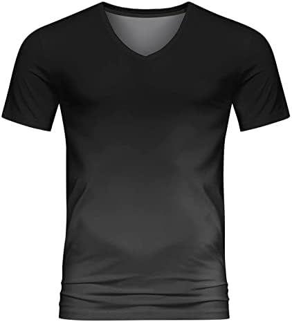 longantii Erkek T Shirt Rahat Kısa Kollu Gömlek Degrade Boyun Yumuşak Gevşek Fit Grafik Tees