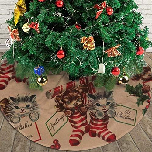 LVeShop Noel Kedi Şeker Noel Ağacı Etek Lüks Yuvarlak Kapalı dış mekan matı Rustik Noel Ağacı Tatil Süslemeleri（30/36/48