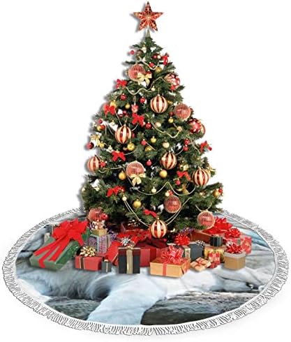 Aslan Noel Ağacı Etek, noel Ağacı Etek Mat Püskül ile Tatil Düğün Parti Dekor için 48