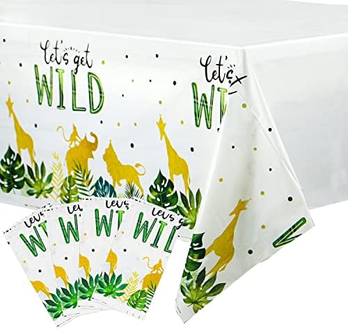 FVABO Safari Tablecloth - 4Set Orman Temalı Masa Örtüsü, Vahşi Parti Malzemeleri için, hayvan Temalı Bebek Duş Doğum