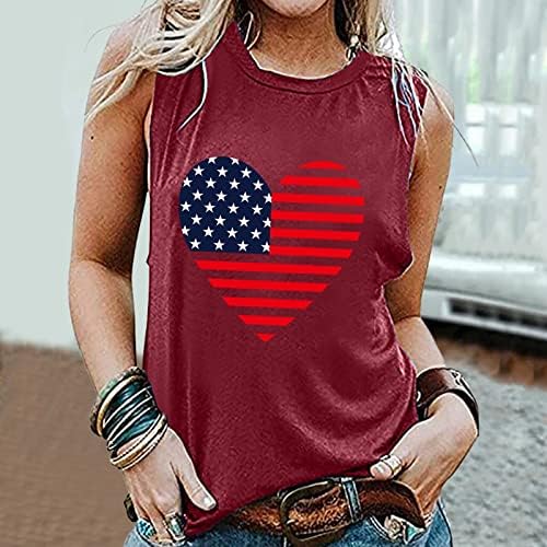 4 temmuz Gömlek Tankı Üstleri Kadın Kolsuz O-Boyun T-Shirt Tankı Üstleri ABD Bayrağı Çizgili Kravat Boya Yurtsever