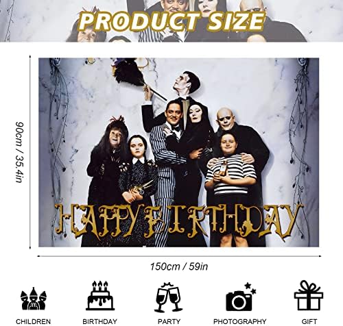 , Addams Aile Arkadaşlar Doğum Günü Partisi Dekorasyon, Addams Aile Parti Fotoğraf Arka Plan 5x3 FT ve 24 Pcs Addams