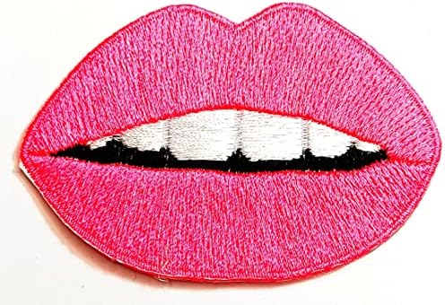 Kleenplus Dudaklar Öpücük Aşk Kozmetik Karikatür Yama Pembe Dudaklar Yamalar Giysi için İşlemeli Yamalar Kot Ceketler