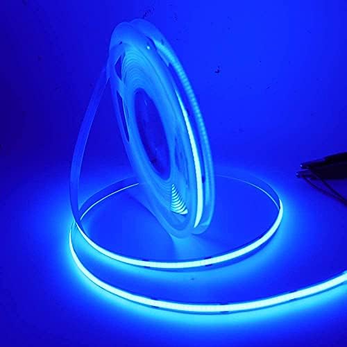 Xunata COB LED şerit ışıkları, 1 m/3.3 ft olmayan su geçirmez esnek COB LED halat ışıkları DC 5 V 320 LEDs/m mavi