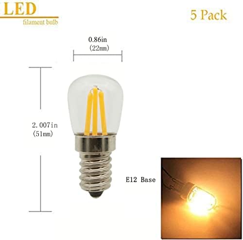 4 W E12 LED Filament T20 Gece Lambası Ampul, 3000 K Sıcak Beyaz LED Tuz Lambası Ampulleri, 110 V Kısılabilir, eşdeğer