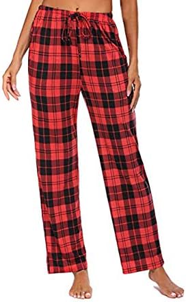Buffalo Ekose Pijama Pantolon Elastik Bel Kırmızı Ekose Pjs Pijama Rahat Rahat İpli Spor Atletik dinlenme pantolonu