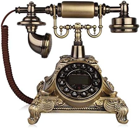 MYYINGBIN Eski Moda Kablolu Telefon Basma Düğmesi Arama Sabit katı ahşap ve Reçine Telefon Ev Dekorasyon, Bronz,