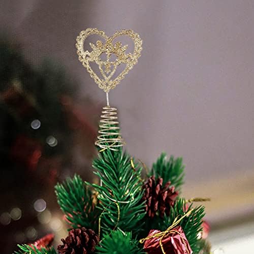2 ADET Noel Kalp Şeklinde Ağaç Topper Demir Sanat Noel Ağacı Üst Dekorasyon Dekor Kutlama Partisi için