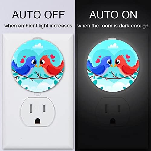 2 Paket Plug-in Gece Lambası LED Gece Lambası Sevimli Kuşlar Çift Alacakaranlıktan Şafağa Sensörü Çocuk Odası, Kreş,