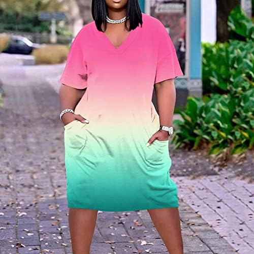 Kadınlar için afrika Elbiseler Vintage V Boyun Kısa Kollu Artı Boyutu Cepler T-Shirt Elbiseler Büyük Boy Plaj Tunik