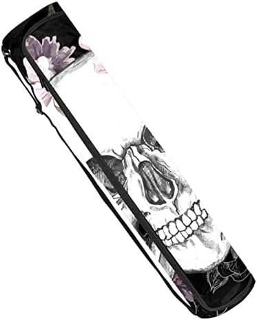 RATGDN Yoga Mat Çantası, Kafatası Çiçekler Ölülerin Günü Egzersiz Yoga matı Taşıyıcı Tam Zip Yoga Mat Taşıma Çantası