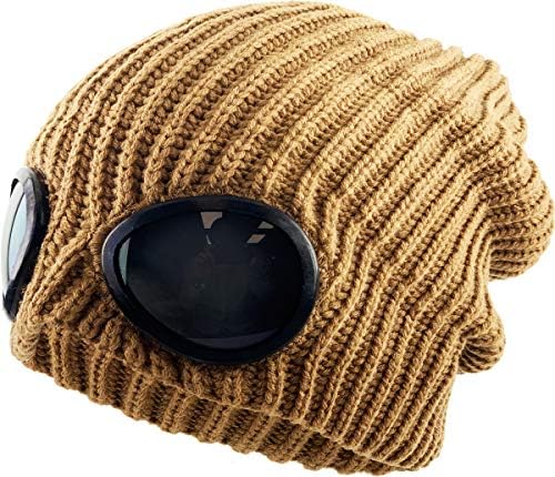 KBETHOS Gözlüğü Lens Bere Nervürlü Örgü Kaflı Kış kayak şapkası Kafatası Kap Sunglass