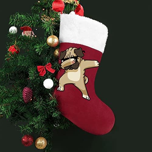Pug Köpek Noel Çorap Asılı Çorap Baskı Noel Ağacı Şömine Süslemeleri
