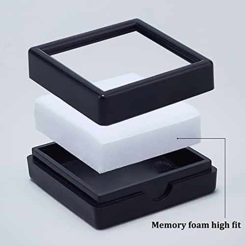 BENECREAT 24 ADET Siyah Taş Ekran Kutusu Mücevher kutu konteyner Şeffaf Üst Kapaklı 1. 5x1. 5x0. 7 Taşlar, Takı,