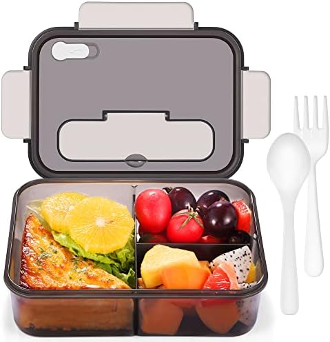 AcrossSea Büyük Öğle Yemeği Kutusu - 1500 ML - 3 Bölme-Çocuklar Yetişkinler için Bento Kutusu-Kaşık ve Çatal Dahil-Sızdırmaz-BPA