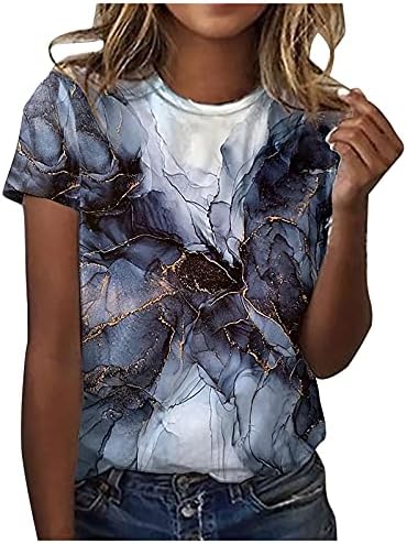 Yaz Kadın T Shirt Casual Şık Kısa Kollu Ekip Boyun Sevimli Tee Tops Vintage Grafik Baskılı Moda Gevşek Bluz
