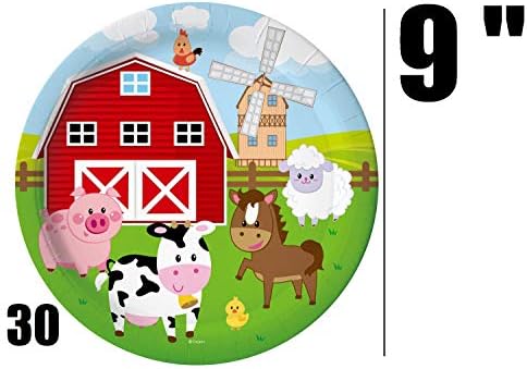 30 Komple Parti Paketi Servis Eder Çiftlik Evi Eğlenceli Ahır Hayvanları Parti Malzemeleri 9 Akşam Yemeği Kağıt Tabakları