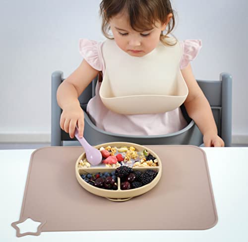 Moonkıe Silikon Placemats Bebek ve Çocuk için, Leke Dayanıklı Kaymaz Yürümeye Başlayan Gıda Paspaslar Yemek Masası