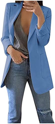 Blazer Ceketler Kadınlar için Katı Basit Dış Giyim Uzun Kollu Yaka Ceket 2023 Moda Blazer
