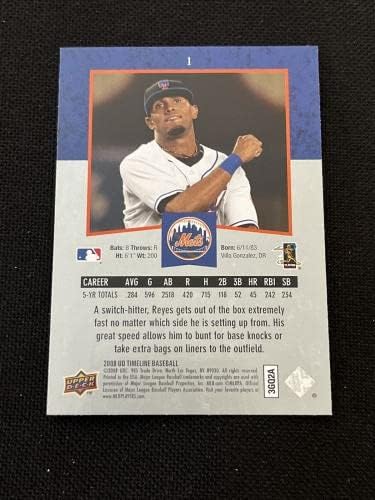 Jose Reyes 2008 Üst Güverte Zaman Çizelgesi İmzalı İmzalı Kart 1 New York Mets-MLB İmzalı Beyzbol Kartları