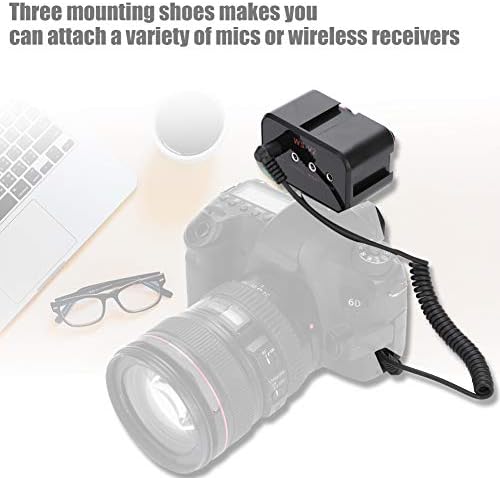 Bindpo Mic ses mikseri, 2 Kanallı Evrensel Mikrofon Ses Adaptörü Mikser Üç Montaj Ayakkabısı, 3.5 mm Giriş,DSLR kameralar