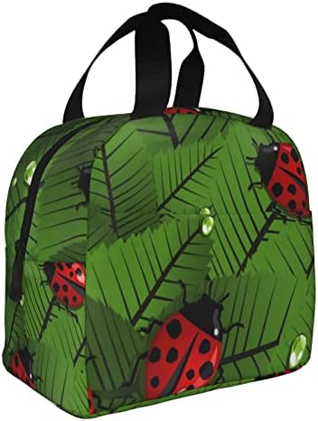 ZİMBRO Yaprakları ve Ladybugs el folyo kalınlaşmış yalıtımlı öğle yemeği çantası yalıtımlı bento yemek kutusu yemek