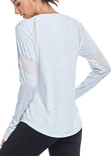 Muznıuer Bayan Uzun Kollu Egzersiz Gömlek-Düz uzun Kollu Tişört Kadınlar için Yoga spor tişört Giyim Başparmak Deliği