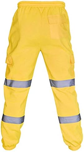 WENKOMG1 İnşaat İş Pantolonu Erkekler için, Hi Vis Yansıtıcı Neon Renk Dipleri Yüksek Görünürlük Pantolon Erkekler