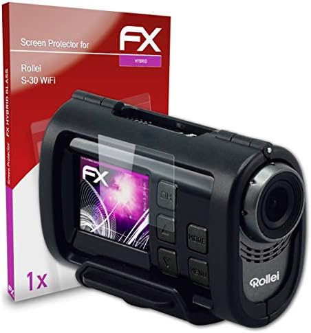 atFoliX Plastik Cam koruyucu film ile Uyumlu Rollei S - 30 WiFi Cam Koruyucu, 9H Hibrid Cam FX Cam Ekran Koruyucu