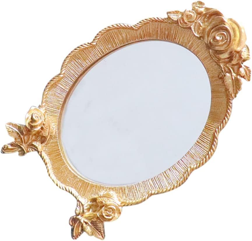 LQBYWL Çerçeveli Ayna, uni Oda Dekoru, Yuvarlak Ayna, Masa Üstü Ayna Vintage Reçine Antika: Ayaklı Masaüstü Ayna