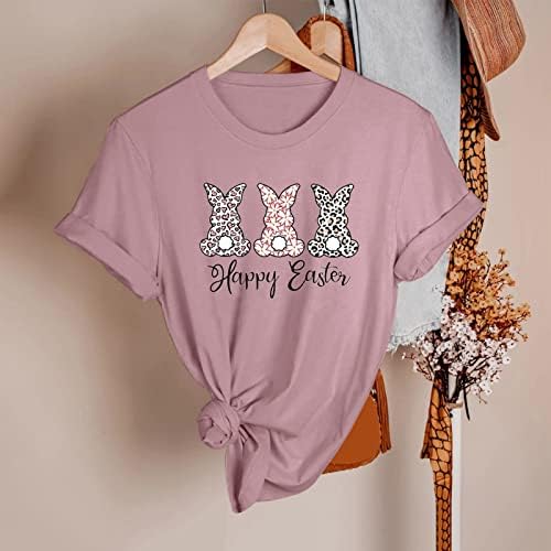 Egzersiz Kadınlar için Tops Tavşan Grafik Paskalya Gömlek kısa Kollu bol tişört Yuvarlak Boyun Klasik Tees Tops
