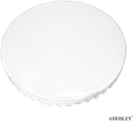 9.75 inç Çapında Şerit Süslemeli Hosley Beyaz Kaplama Ayaklı Ayaklı Kek Standı. Düğün Pastaları için mükemmel Bebek