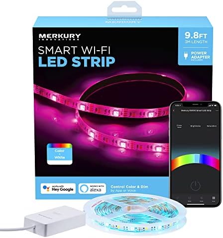 Merkury yenilikler Akıllı RGB LED şerit ışıklar-10ft Renk Değiştiren yapışkanlı arka halat ışıkları, İç ve Dış Mekan