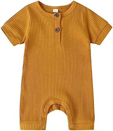 RELABBABY Yenidoğan Erkek Bebek Kız 2 Paket Romper Unisex Bebekler Yaz Katı Düğme Onesie Tulum Kıyafetler Giysileri