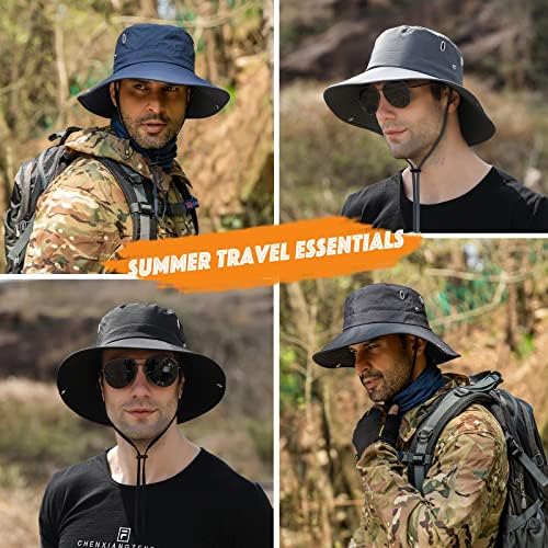 Muryobao Erkekler Güneş Şapka Yaz Geniş Ağız UPF 50 + Nefes Boonie Su Geçirmez Katlanabilir Safari Kap