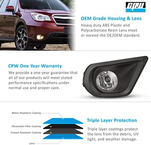 CPW Sis farları ile Uyumlu [2014 2015 Subaru Forester] Şeffaf Lens Tampon Sürüş Sis Farları Çifti + Kablo +