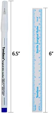Havamoasa 2 ADET Cerrahi İpucu İşaretleyiciler Cilt işaretleyici kalem dövme kalemi (0.5 mm, 1mm) kağıt Cetveller