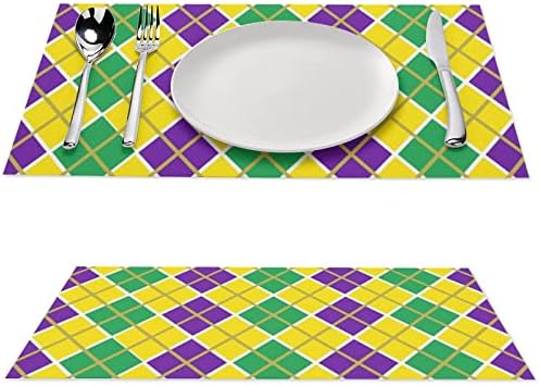 Mardi Gras Desen PVC Masa Paspaslar Yıkanabilir Placemats Masa Örtüsü masa pedi yemek masası için